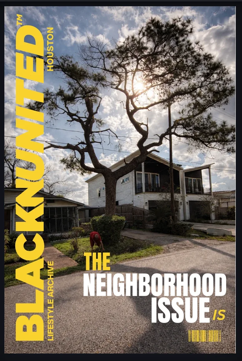 The Neighborhood Issue magazine cover: a tree and a house on a Houston street, with the title The Neighborhood Issue Is